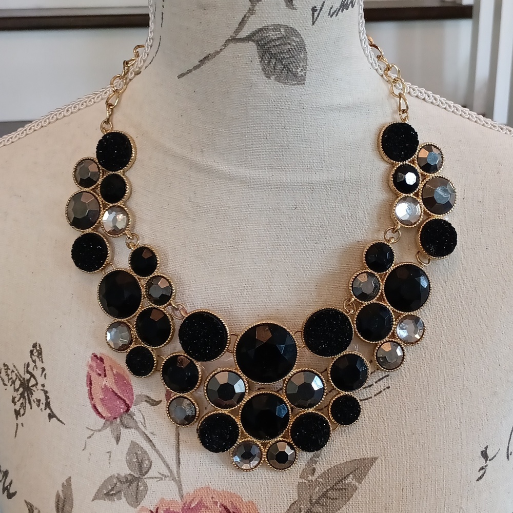 x INC Black and Gold Statement Necklace